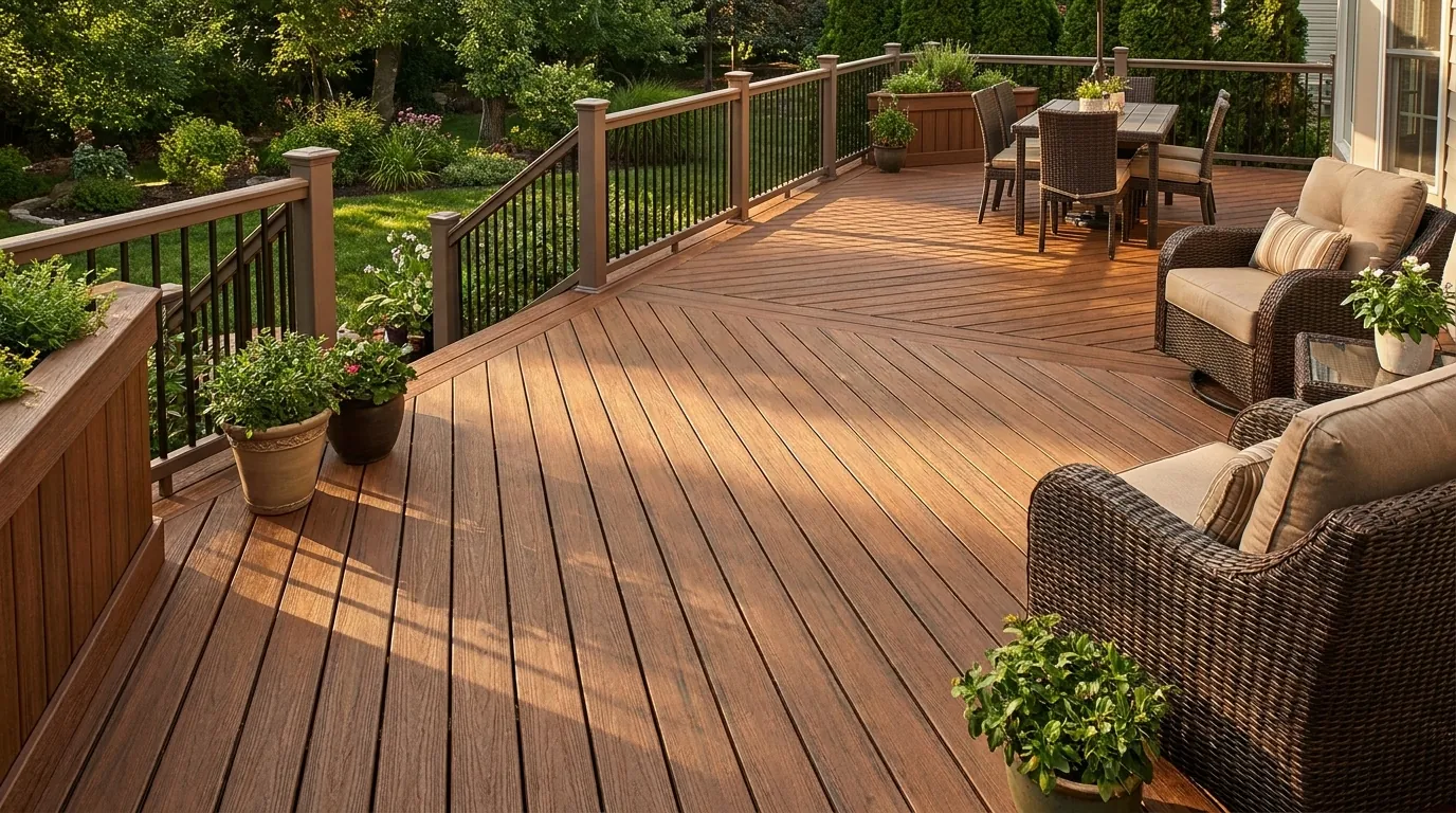 Terra Essence decking in Hazelnut beside a pool