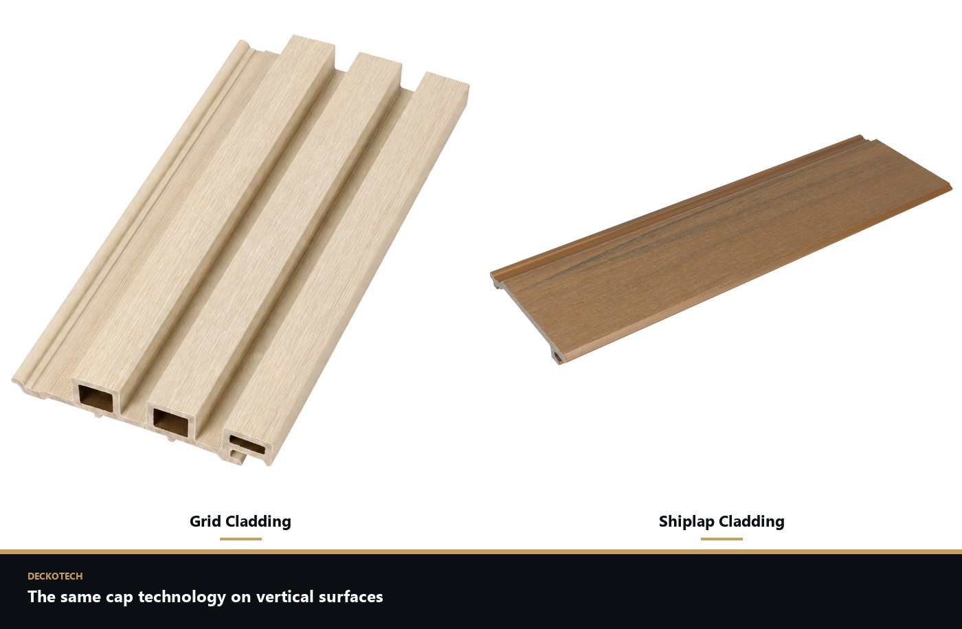 Deckotech Prestige Grid and Shiplap composite cladding profiles